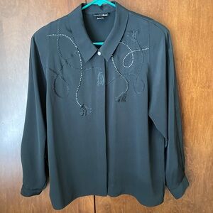 David Matthew Black Button Down - Vintage